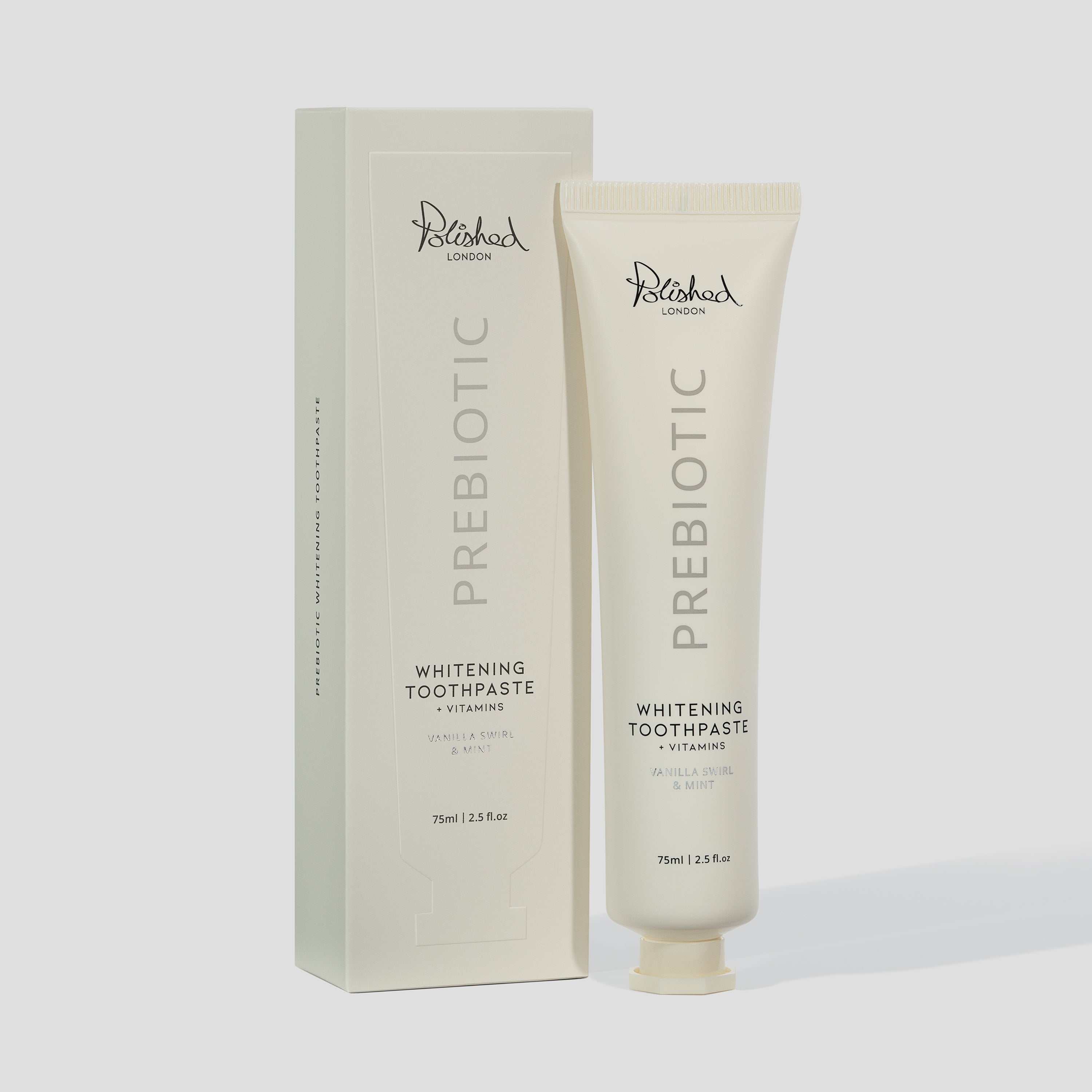 PREBIOTIC WHITENING TOOTHPASTE - VANILLA SWIRL & MINT - 75ML