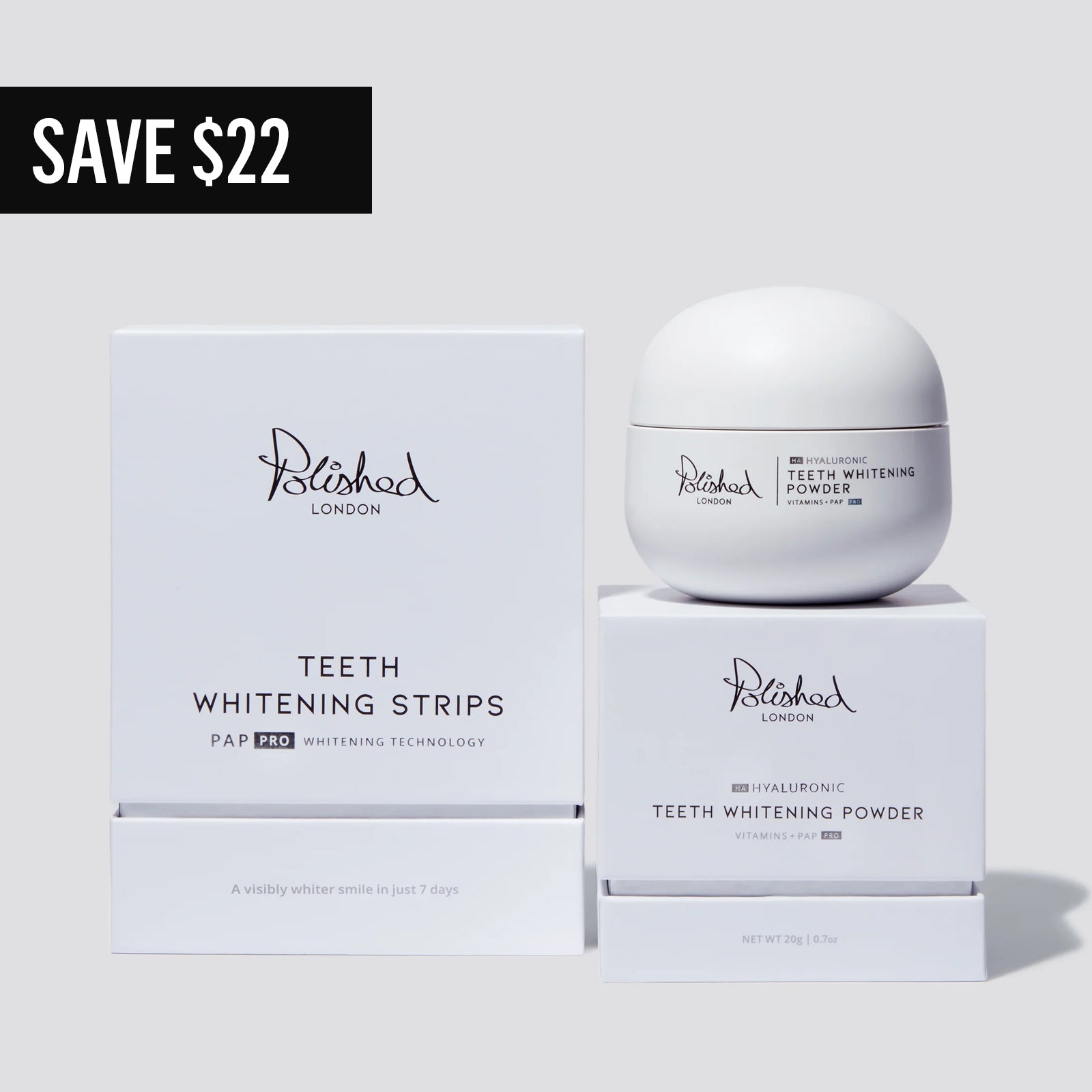 TEETH WHITENING POWDER AND STRIPS BUNDLE
