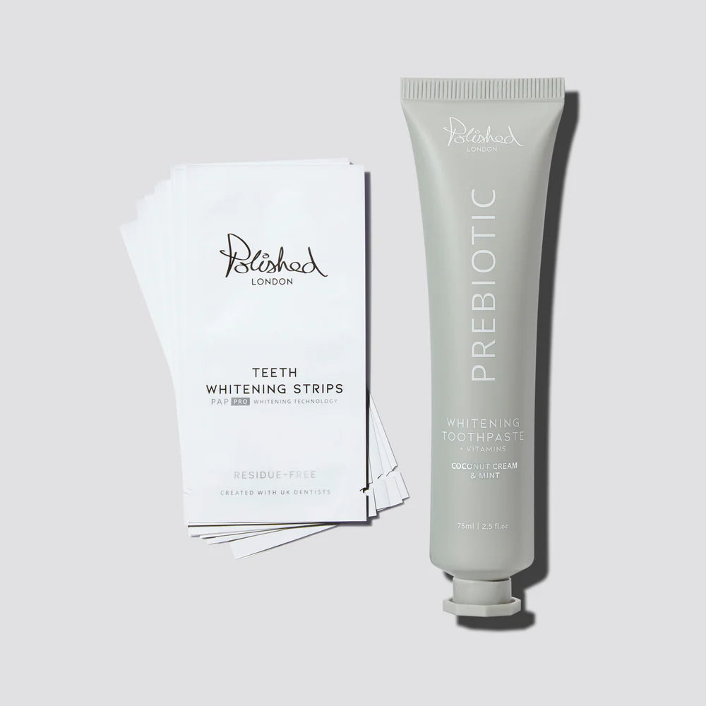 Teeth Whitening Strips & Prebiotic Whitening Toothpaste Coconut Cream Bundle
