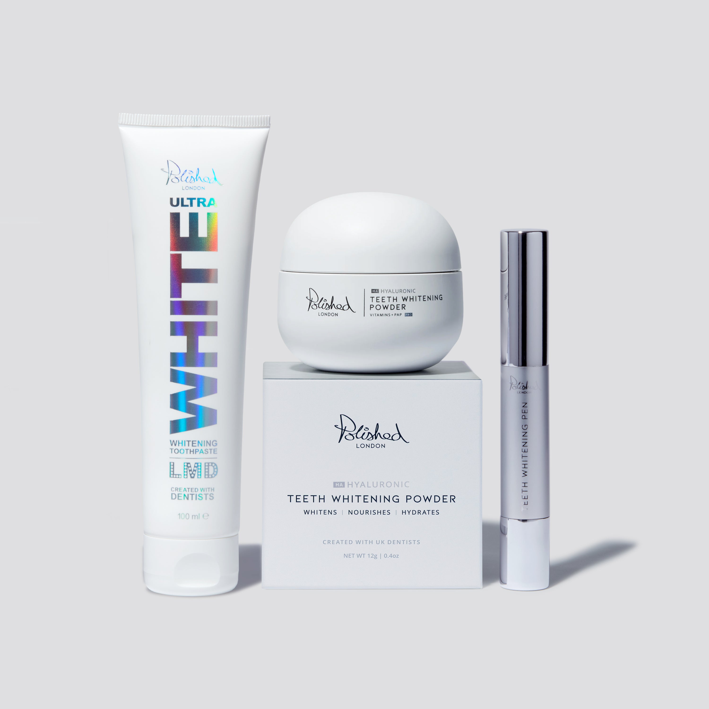 ULTRA WHITE TOOTHPASTE + TEETH WHITENING POWDER + TEETH WHITENING PEN BUNDLE